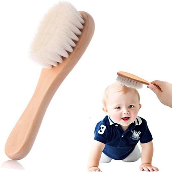 QTTVBTNA -Houten Baby Borstel - Massage Borstel Hoofdhuid - Hout en Natuurlijke Geitenharen - Zacht - Kraamcadeau - Babyborstel - Baby Haarborstel - Baby Verzorgingsset - Baby Verzorgingsproducten van Merkloos