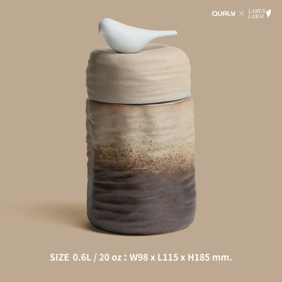 Qualy x LAMUN LAMAI  - Blauw Fles 0.6L “Deskscape Bottle” W98 x L115 x H185 mm 600 gr