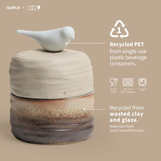 Qualy x LAMUN LAMAI  - Groen Fles 0.3L “Deskscape Cup” W92 x L115 x H112 mm 500 gr