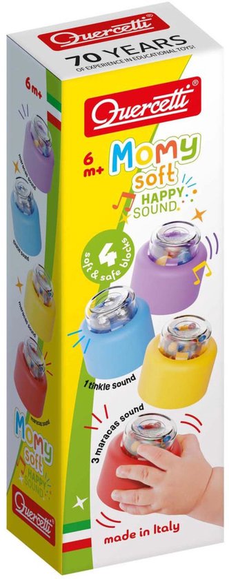 Quercetti zachte bouwblokken baby speelgoed met geluid 4-delig sensorisch. van Merkloos