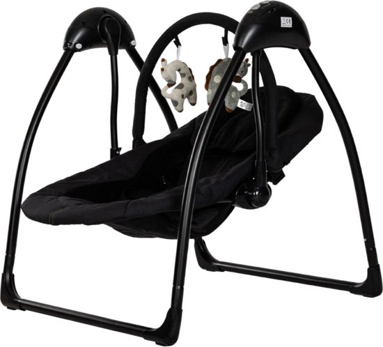 Qute Schommelstoel Q-Swing Zwart Giraffe / Zwart Frame van Qute