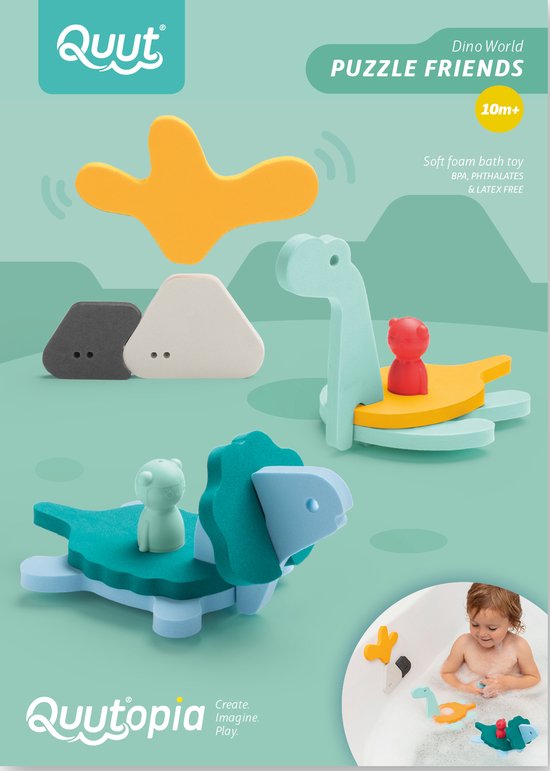 Quut Puzzle Friends Dino World badspeelgoed/puzzel - Vanaf 10 maanden - Multi van Quut.
