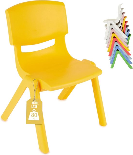 Quvo® Peuterstoel - Kinderstoel - Peuter Stoel - tot 80 kg - Geel - 34cm x 36cm x 51cm