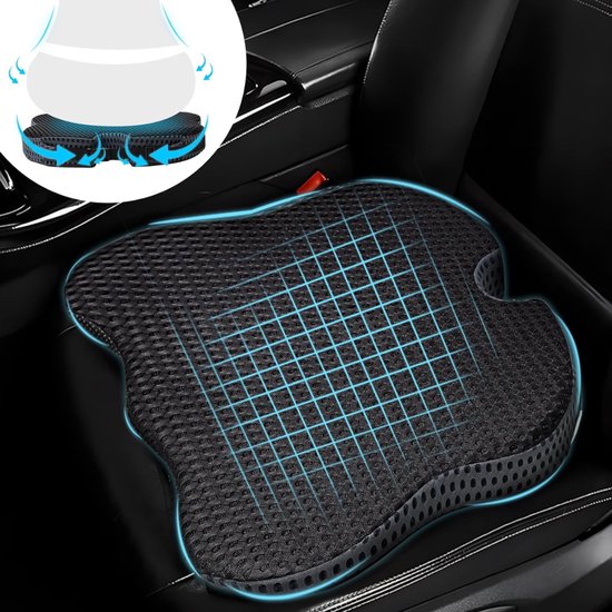 Quvo® Zitverhoger Auto - Stoelverhoger voor Auto - Kinderzitje Auto - ‎Zwart - 47cm x 42cm x 7cm van Merkloos
