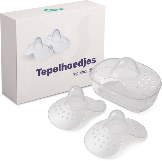 Qwali Organic Tepelhoedje voor borstvoeding - Maat S - BPA vrij - Tepel beschermer - Transparant - Incl. opbergbakje - 2 stuks van Merkloos