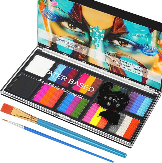 Rainbow Face and Body Painting Kit - 26 Kleuren Voor Kinderen en Volwassenen, Veilig, Niet-Giftig, Waterbasis, Party Makeup voor Halloween en Cosplay van Rainbow