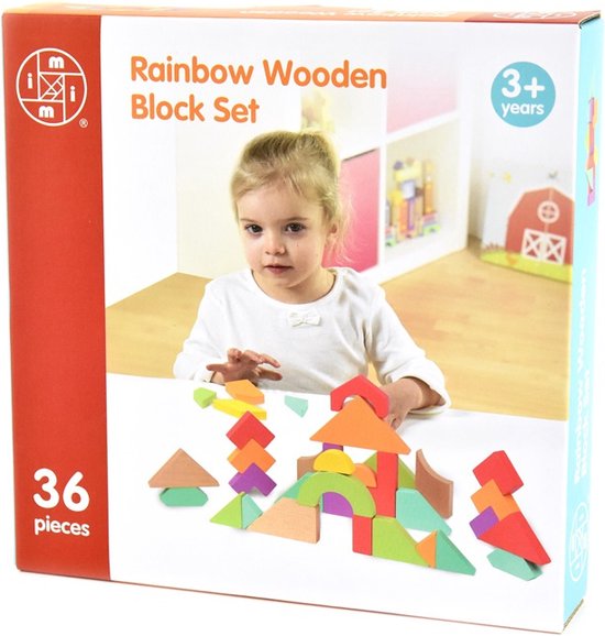 Rainbow wooden Blokken set 36 delig van Rainbow