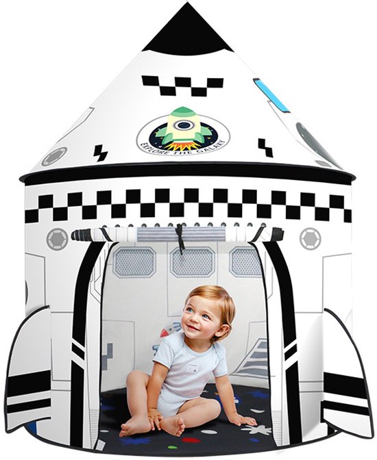 Raket-speeltent, Ruimtevaartfeestversieringen En Ruimtethema, Speelhuis Voor Binnen En Buiten Voor Kinderen Van 4-12 Jaar, Speelhuis Met Ruimteschipthema van FoxPrint