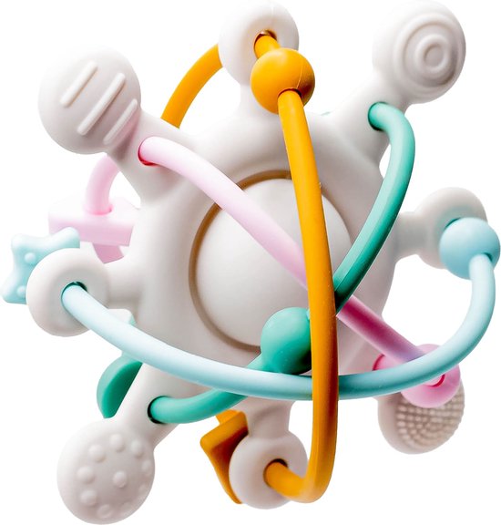 Rammelaar - Bijtring Baby - Montessori Speelgoed - BPA-vrij - Grijp- en Bijtspeelgoed - Kraamcadeau - Babyshower Cadeau - Baby Speelgoed - Spelen en ontdekken - vanaf 3 maanden - Ivory Blossom van Ivory Blossom