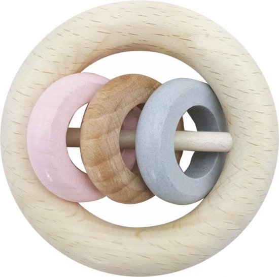 Rammelaar met 3 ringen (naturel/roze) van RAM.