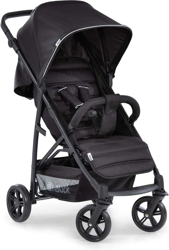 Rapid 4 buggy tot 25 kg met ligstand vanaf geboorte, klein inklapbaar met één hand, in hoogte verstelbare duwstang, grote mand - zwart, 92 x 54 x 104 cm van Hauck