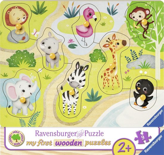 Ravensburger houten puzzel Onderweg in de dierentuin - 8 stukjes van Ravensburger