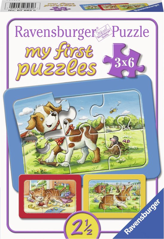 Ravensburger Mijn dierenvriendjes - My First puzzels - 3x6 stukjes - kinderpuzzel van Ravensburger
