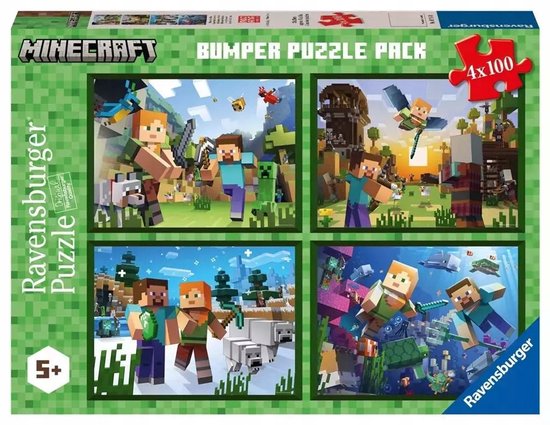 Ravensburger Minecraft Puzzel Set 4x100 Stukjes van Merkloos