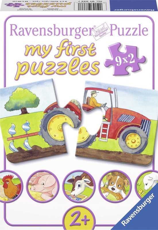Ravensburger Op de boerderij- My First puzzles -9x2 stukjes - kinderpuzzel van Ravensburger