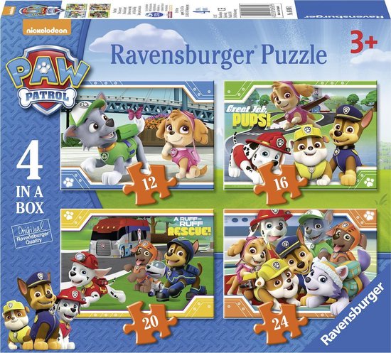 Ravensburger PAW Patrol 4in1box puzzel - 12+16+20+24 stukjes - kinderpuzzel van Ravensburger