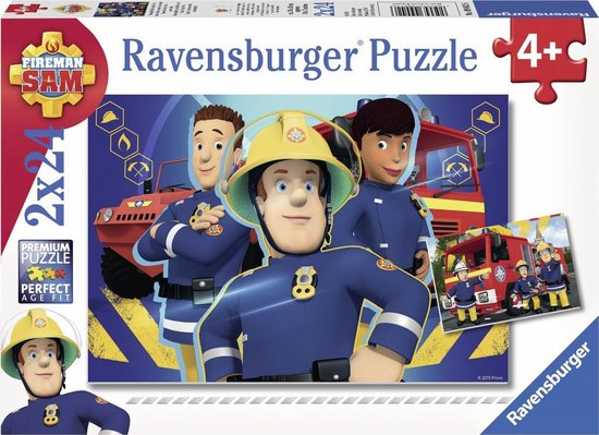 Ravensburger puzzel Brandweerman Sam helpt je uit de brand - 2x24 stukjes - kinderpuzzel van Ravensburger