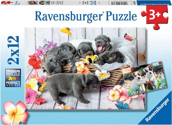 Ravensburger puzzel Schattige haarbolletje - Twee puzzels - 12 stukjes - kinderpuzzel van Ravensburger
