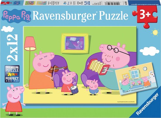 Ravensburger puzzel Thuis bij Peppa Pig - Twee puzzels - 12 stukjes - kinderpuzzel van Ravensburger