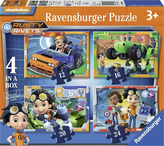 Ravensburger Rusty Rivets 4in1box puzzel - 12+16+20+24 stukjes - kinderpuzzel van Ravensburger