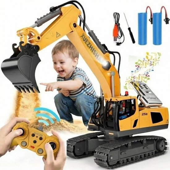 RC Graafmachine Speelgoed - Bestuurbare Graafmachine voor Kinderen & Zandbak - Vrachtwagen Voertuigen Afstandbestuurbaar - Tractor Buitenspeelgoed - Bestuurbaar Kraan Jongens Meisje - Afstandsbestuurbaar Elektrisch Robot Auto Afstandsbediening van Merkloos