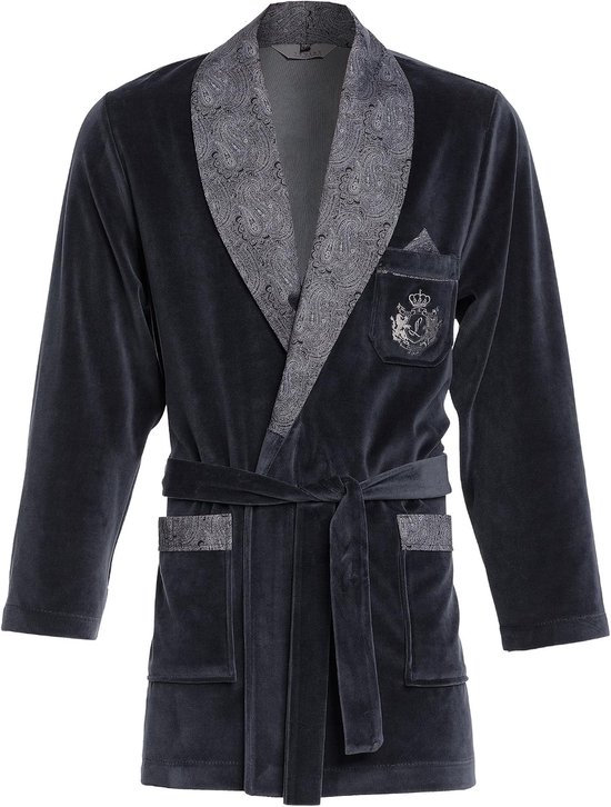 RE-111 Ochtendjas voor heren, kort, velours, badjas - elegant