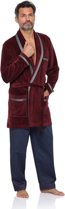 RE-117 korte huisjas voor heren, ochtendjas, velours/fluweel