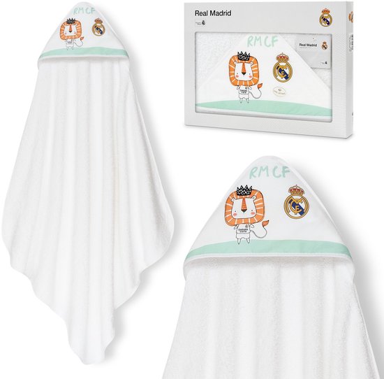 REAL MADRID™ - baby badjas - 100% katoen - wit - zacht & absorberend van Merkloos