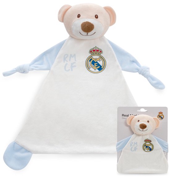 REAL MADRID™ - Baby Knuffeldoekje - Zachte Pluche Beer - Blauw