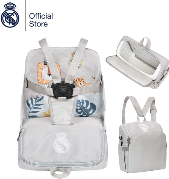 REAL MADRID™ baby Lounger | rugzak & stoel combo | Grijs | Officiële Real Madrid Licentie van Merkloos
