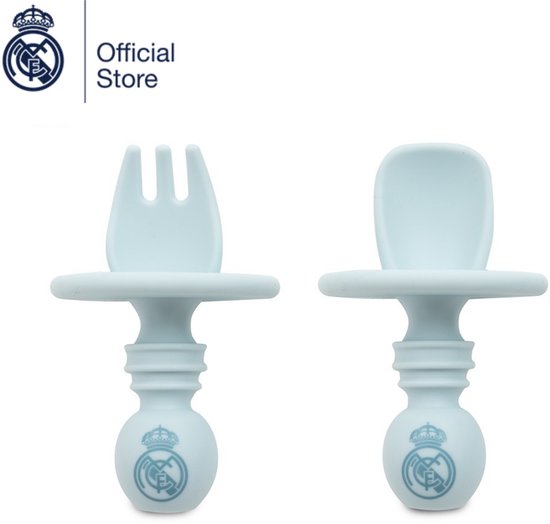 REAL MADRID™ siliconen bestekset - blauw - 4+ maanden - BPA-vrij