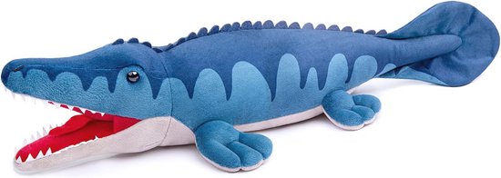 Realistisch Mosasaurus Pluche Dier - Schattig en Zacht Knuffeldier voor Kinderen - Blauw, 45 cm