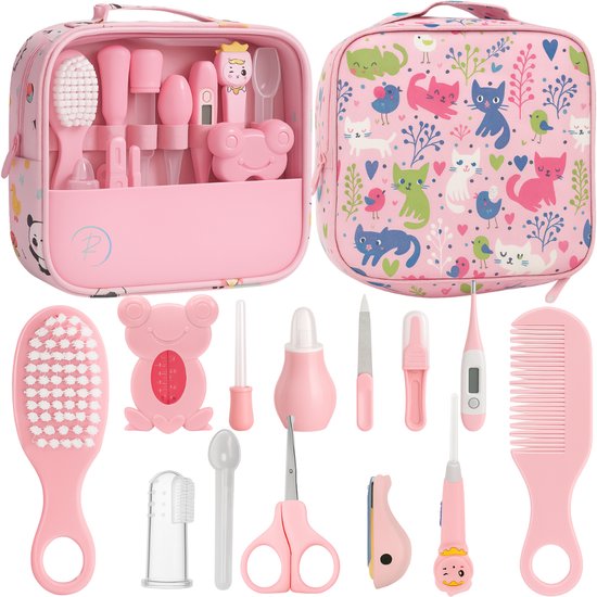 Redifined® Baby Verzorgingsset 13-Delig - Manicureset met Neuszuiger, Nagelknipper, Nagelvijl, Nagelschaartje, Borstel & Kam - Geschenkset met Verzorgingsproducten van Merkloos