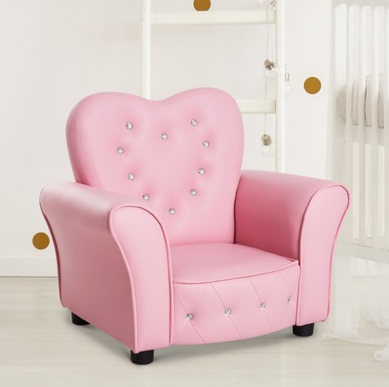 REDOM - Kindersessel - Kinderfauteuil met vaste constructie - Met armleuningen - PVC bekleding - Kinderkamer en speelkamer - Hout - Pink - 59 x 41,5 x 49 cm van redom