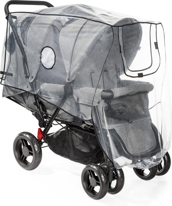 Regenhoes duowagen of tweelingwagen met zitjes achter elkaar - Regenscherm duo buggy en duo kinderwagen – Reer RainCover Duo van Merkloos