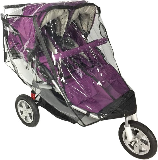 Regenhoes voor dubbele kinderwagen Universele maat weerschild voor kinderwagenaccessoires met dubbele paraplu van Zagoo