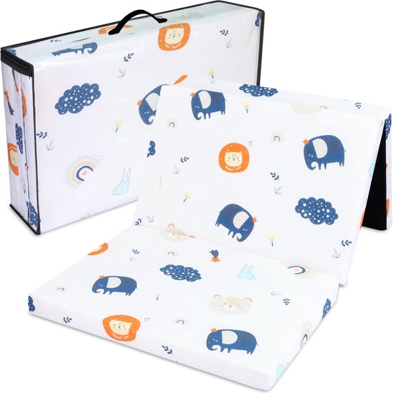 Reisbed matras 60x120 cm opvouwbaar - dikke opvouwbare matras voor baby vouwmatras kinderen matras reisbed 120x60 Regenboog van Alvi