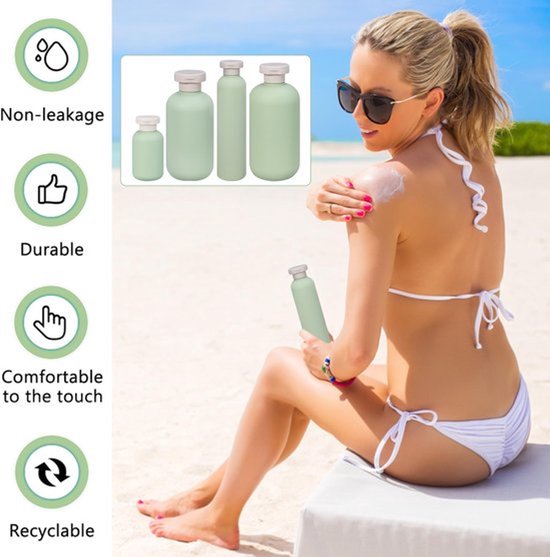Reisfles voor toiletartikelen 100ML/200ML/260ML/300ML,Forreen 4 Pack Knijpflessen Lege Plastic Zachte Herbruikbare Lekvrije Reis Containers Lege Flessen voor Shampoo Crèmes Lotion
