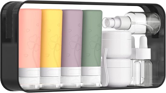 Reisflesjes Set - Navulbare Flesjes - Voor Shampoo en Lotion - Siliconen - Set van 12 - 50ml - Bruin/Dieppaars/Roze/Geel - van Imperatoris