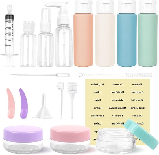 Reisflessen 60ml - Set van 20 stuks, Navulbare Knijpflessen voor Lotion, Crème, Shampoo - Cosmeticaflessen, Containers voor Op Reis Toiletartikelen