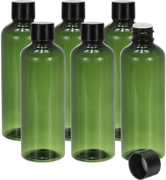 Reisflessen met schroefdop, 6 stuks 3.4 oz (100 ml) Lekvrije Hervulbare Lege Dispenser Container Knijpfles met PP Schroefdeksel voor Shampoo Toiletartikelen Lotion Crème, Groen van Merkloos