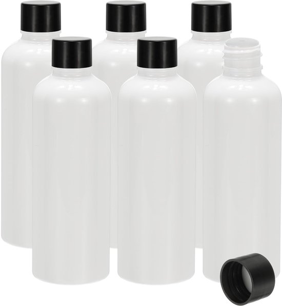 Reisflessen met schroefdop, 6 stuks 3.4 oz (100 ml) Lekvrije Hervulbare Lege Dispenser Container Knijpfles met PP Schroefdeksel voor Shampoo Toiletartikelen Lotion Crème, Wit van Merkloos