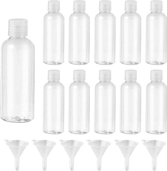 Reisflessen om te vullen 100 ml - Reiscontainer voor vloeistoffen - Plastic flessen - Reisformaat - Handbagage - Cosmetica - Shampoo - Lotion - Set van 11