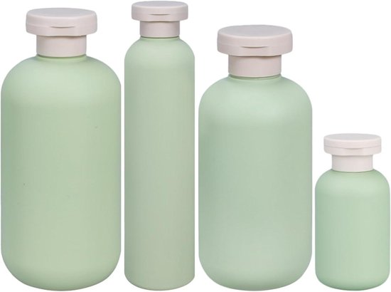 Reisflessen set 100ML/200ML/260ML/300ML, 4 Pack Knijpflessen Plastic Zachte Herbruikbaar Lekvrij - Reiscontainers Shampoo Crèmes Lotion Opbergflessen