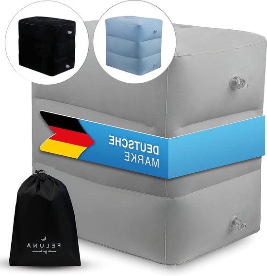 Reiskussen opblaasbaar verstelbaar multifunctioneel kussen voor trein auto vliegtuig strand camping in Grijs - 42x38x45 cm van Flowzo.