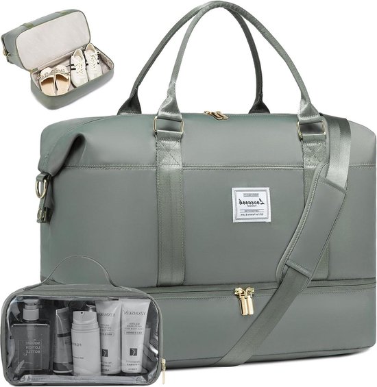 Reistas voor dames met schoenenvak - weekendtas voor vliegtuig - grote handbagage tas - reistas duffle bag met Boven- en onderste schoenvakken van Ballicamp.