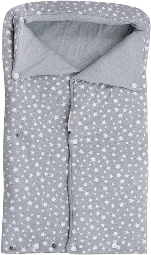 Reiswiegzak Katoen - Voetenzak Kinderwagen - Baby Warm Houden - Oeko-tex Gecertificeerd - 35 x 80 cm - Wit Sterren