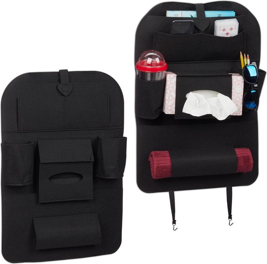 Relaxdays 2 x autostoel organizer - auto organizer kind - groot - bescherming stoel van Relaxdays