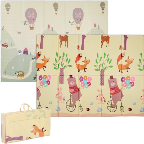 Relaxdays speelmat baby - opvouwbaar - dubbelzijdig - 200 x 150 cm - met opbergtas van Relaxdays