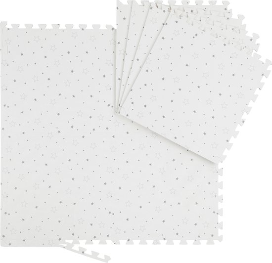 Relaxdays speelmat puzzelmat - 8 puzzelstukken - 51x51 cm - foam - voor peuters - wit-grijs van Relaxdays